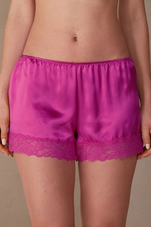 Pink - 206j - Valentine Pink Intimissimi Silk Shorts | NRXS-25641