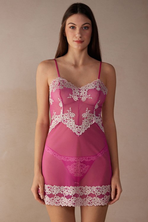 Pink - 213j - Valentine Pink / Ivory Intimissimi Pretty Flowers Babydoll | CAJS-30528