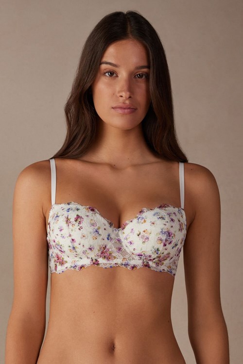 Print - 208j - White Spring Bouquet Print Intimissimi Dreaming of Spring Sofia Balconette Bra | OIPZ-07541