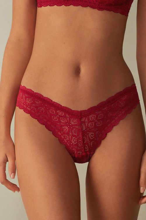 Red - 1473 - Red Intimissimi 80s-style Lace Brazilian | ZWOL-23478