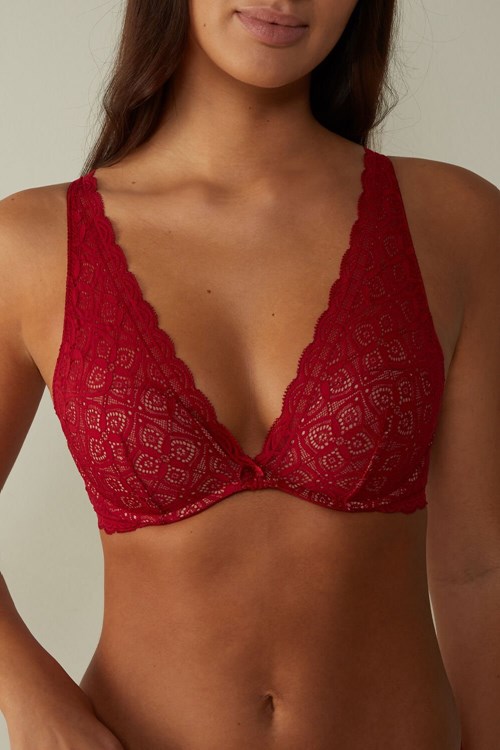 Red - 1473 - Red Intimissimi Giorgia Balconette Bra in Lace | MHOL-21407