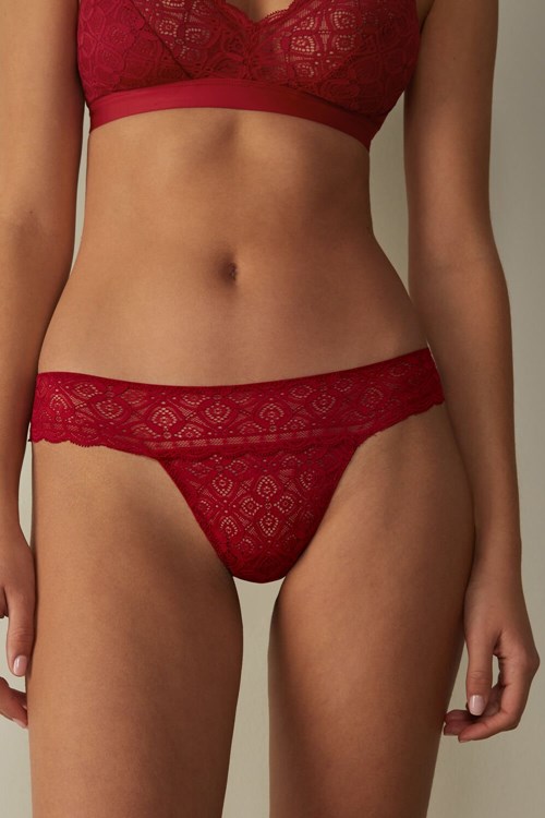 Red - 1473 - Red Intimissimi Lace Brazilian | YIEZ-86710