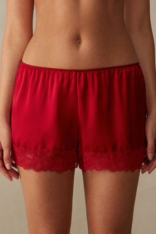 Red - 1473 - Red Intimissimi Silk Shorts | CGSL-16839