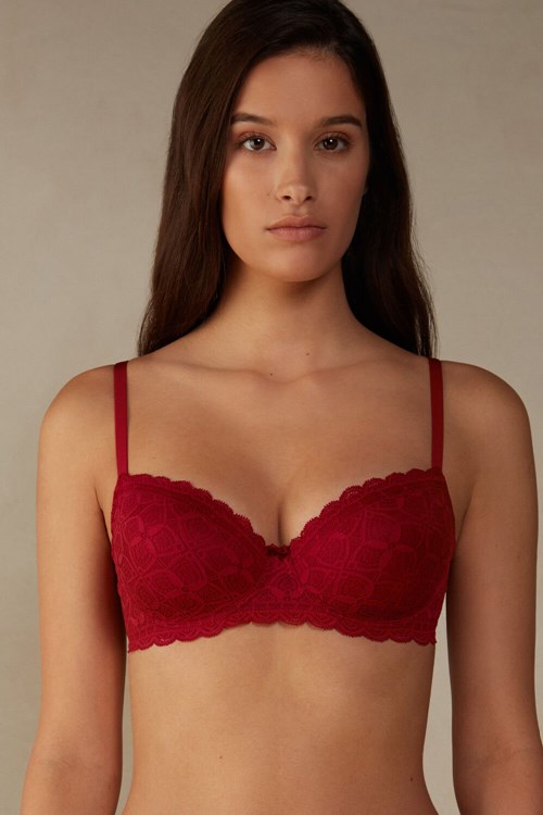 Red - 1473 - Red Intimissimi Sofia Balconette Bra in Lace | JQAK-21836