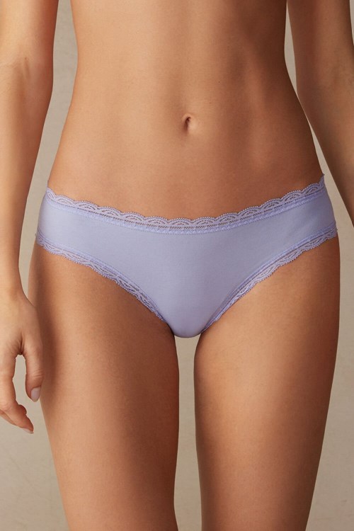 Violet - 212j - Sweet Lavender Intimissimi Cotton and Lace Panties | OBFQ-72943