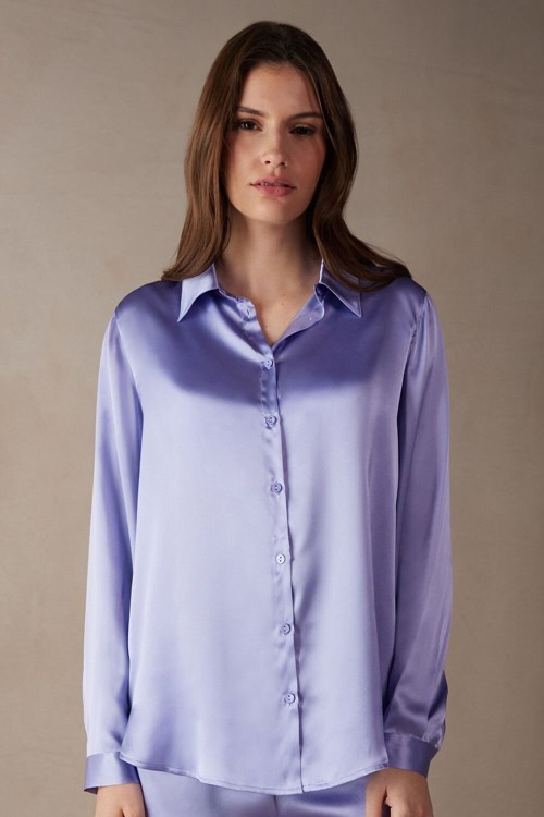 Violet - 212j - Sweet Lavender Intimissimi Long Sleeve Silk Shirt | RNWJ-28713