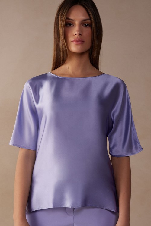 Violet - 212j - Sweet Lavender Intimissimi Short Sleeve Silk and Modal Top | TZBO-68970