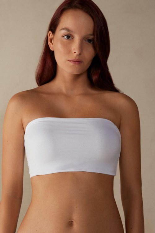 White - 001 - White Intimissimi Cotton Bra Top | FOCU-01849