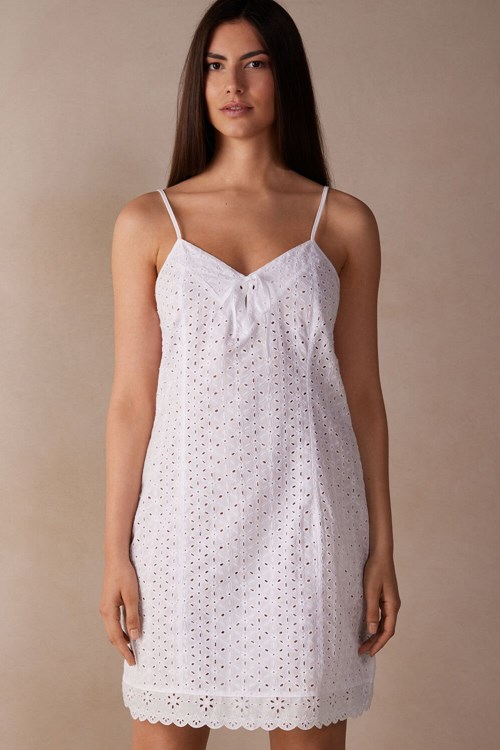 White - 001 - White Intimissimi Hello Sunshine Sangallo Lace Chemise | BIPH-47639