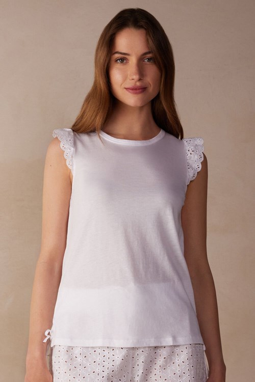 White - 001 - White Intimissimi Hello Sunshine Tank Top in Supima® Ultrafresh Cotton | COZV-56390