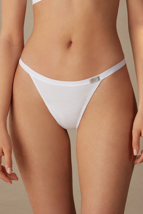 White - 001 - White Intimissimi String Thong in Cotton | ZMRC-72410