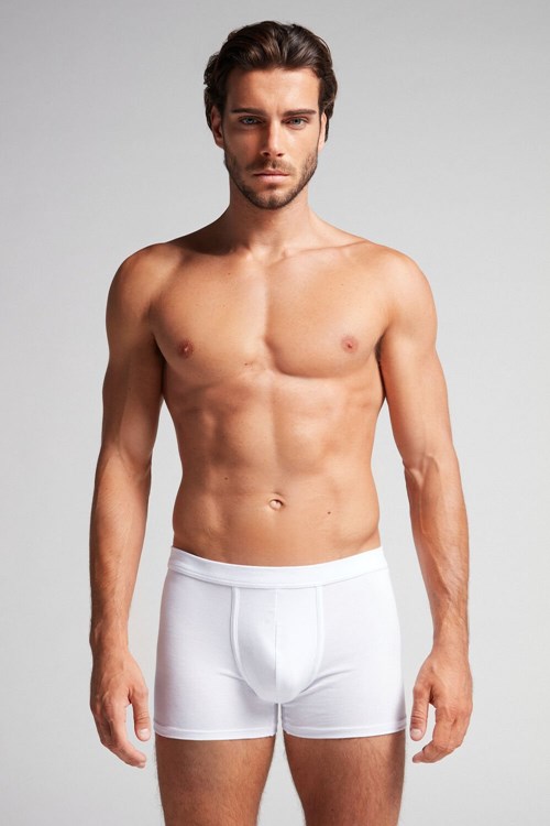 White - 001 - White Intimissimi Supima® Cotton Loose Fit Boxers | UCLD-96873