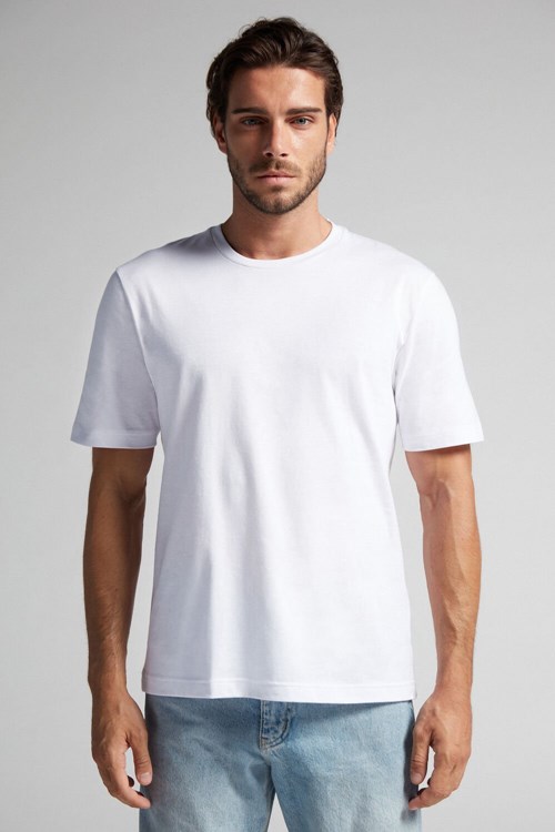 White - 001 - White Intimissimi T-shirt in Cotton Jersey | GDAW-69735