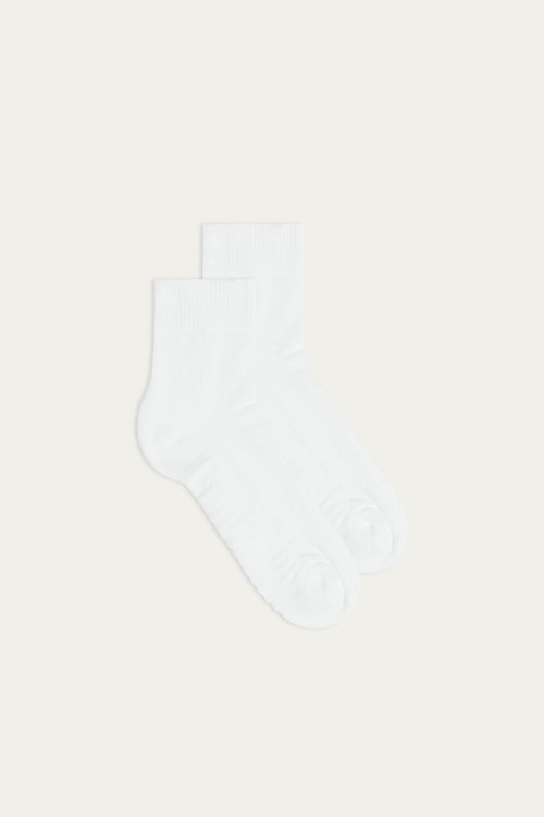 White - 001 - White Intimissimi Terrycloth Short Socks | FJBG-65281