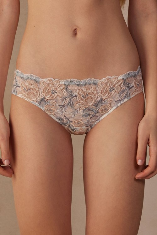 White - 990i - Ivory Autumn Beauty Floral Print Intimissimi Ephemeral Beauty Panties | SMKX-64812