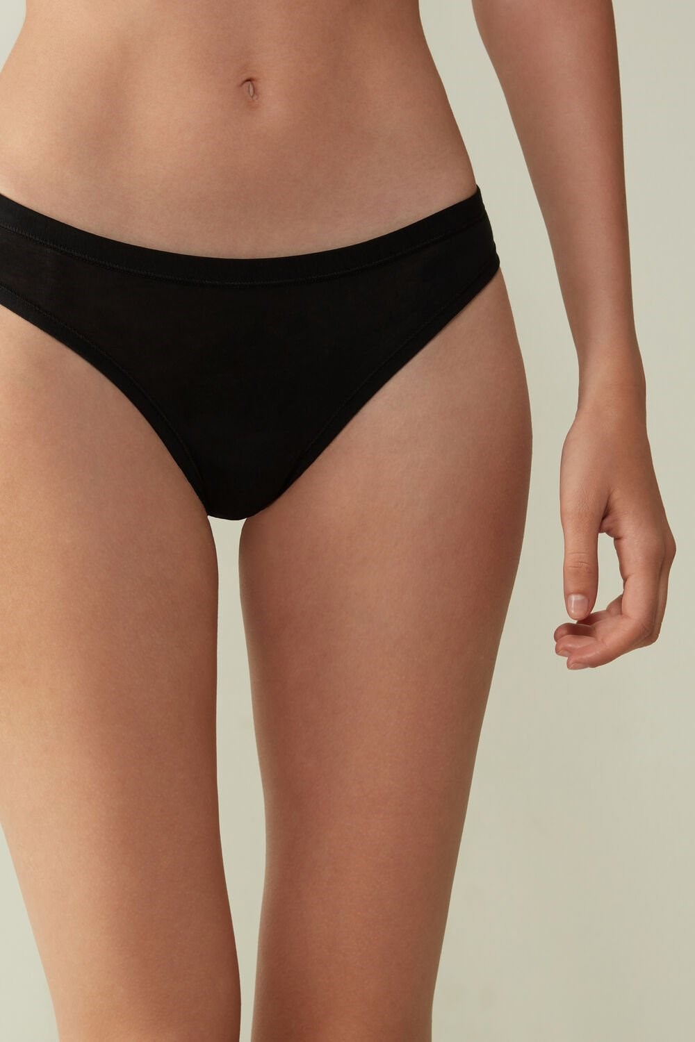 019 - Black Intimissimi Brazilian Panties in Ultralight Supima® Cotton | YEOI-07928