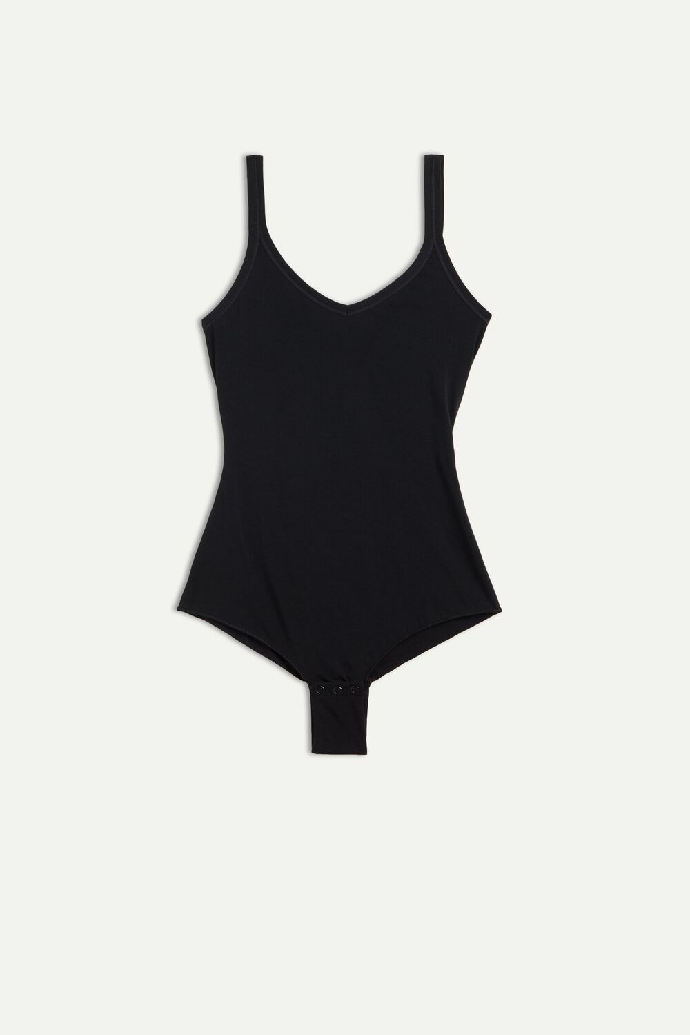 019 - Black Intimissimi Tank Style Bodysuit in Supima® Ultralight Cotton | PRJG-93651