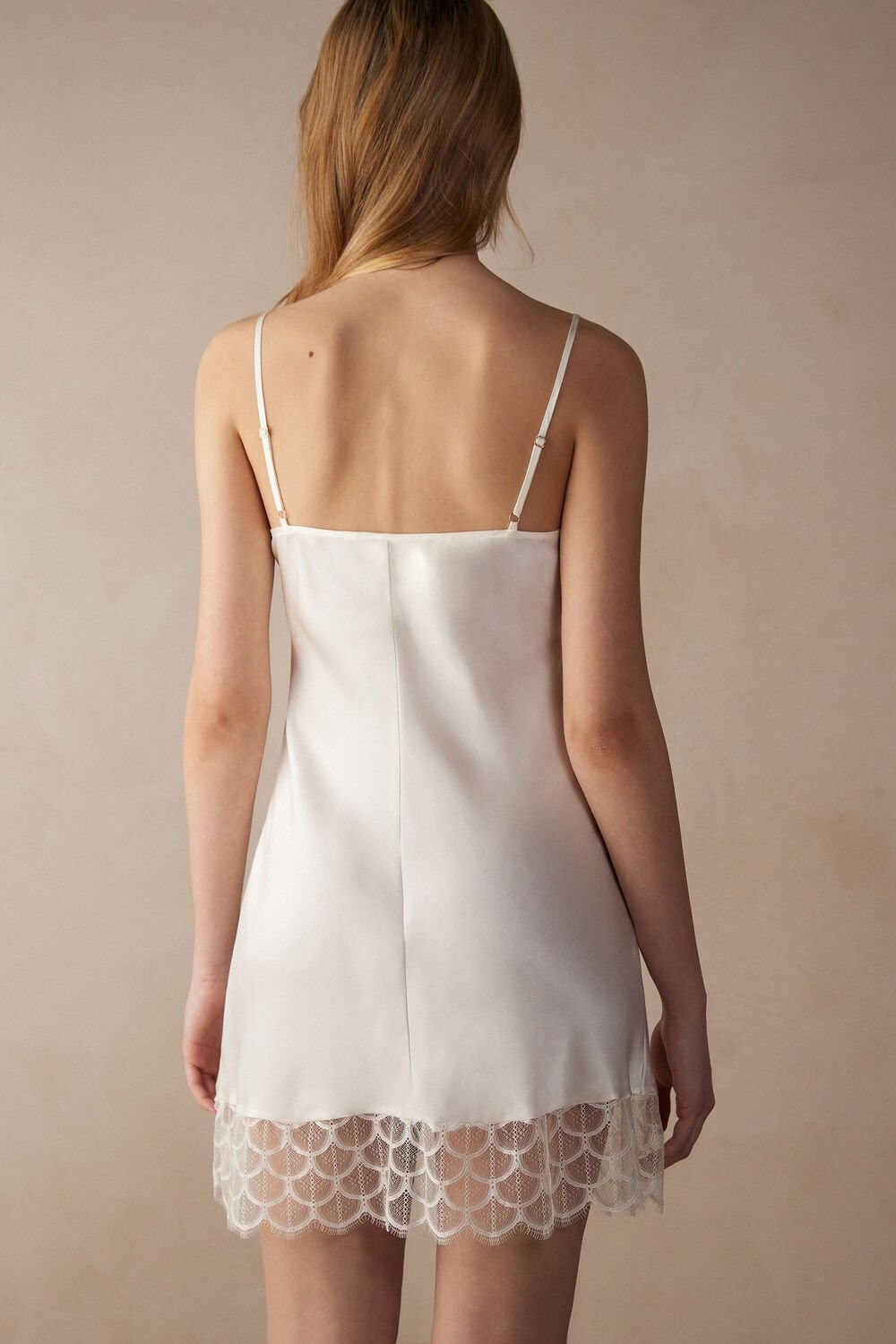 2127 - Talc White Intimissimi Pure Charme Silk Slip | UYHX-04375