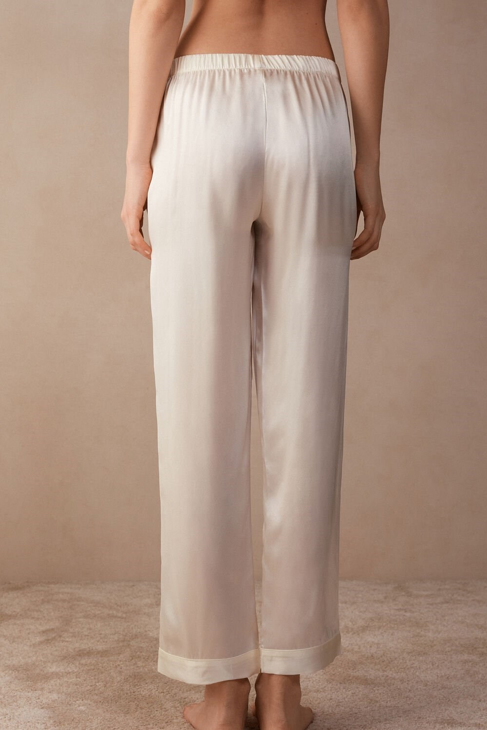 2127 - Talc White Intimissimi Silk Satin Pajama Pants | ZBJN-05614