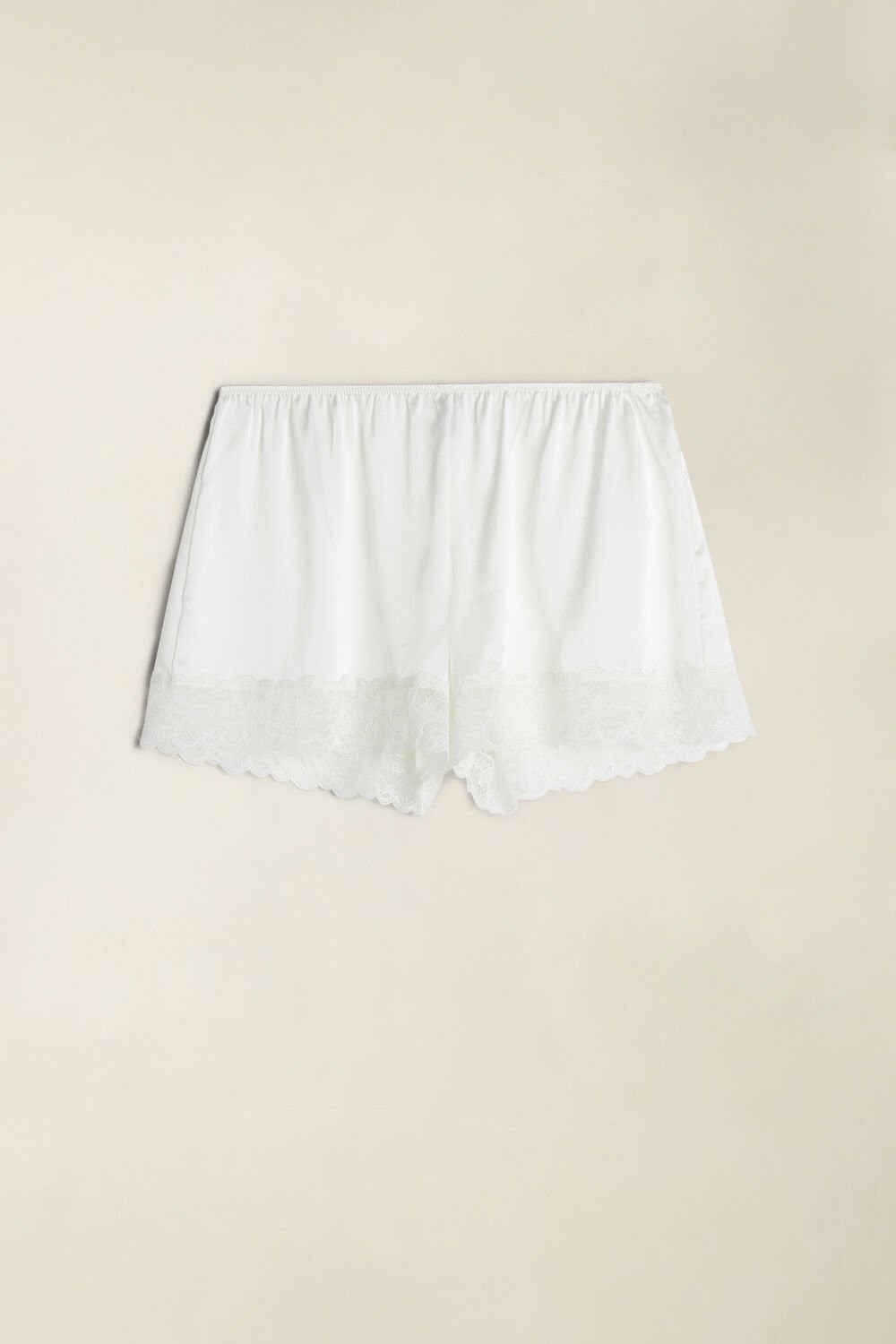 2127 - Talc White Intimissimi Silk Shorts | XUGR-03591