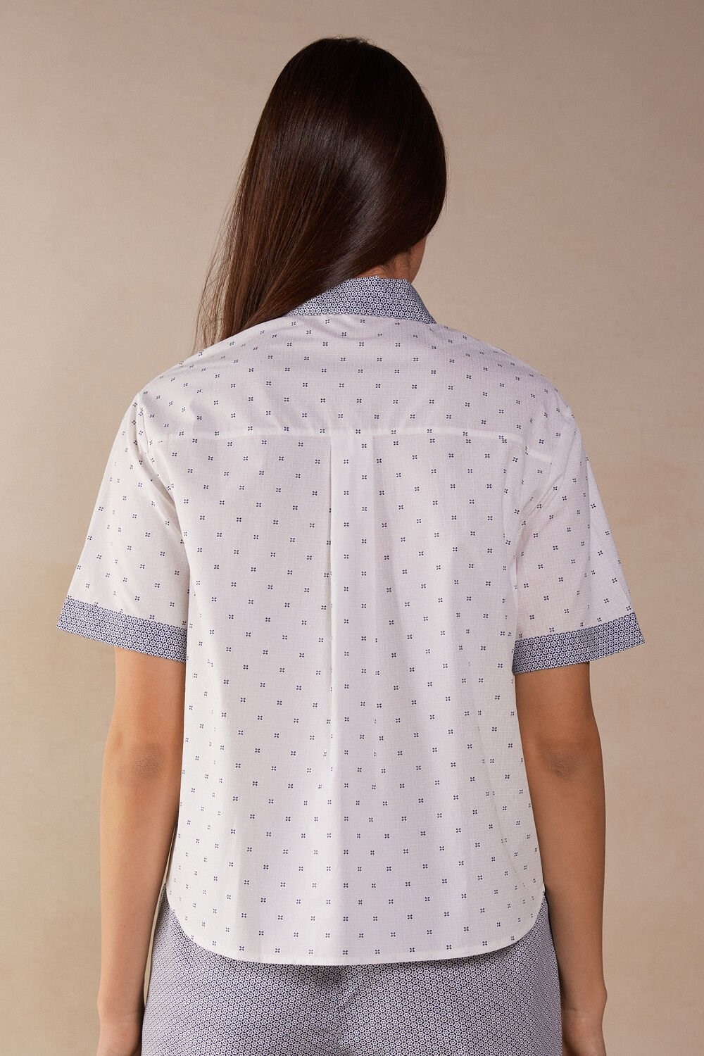 317j - Talc White Santorini Print Intimissimi Santorini View Short Sleeve Cloth Shirt | HMCK-98610