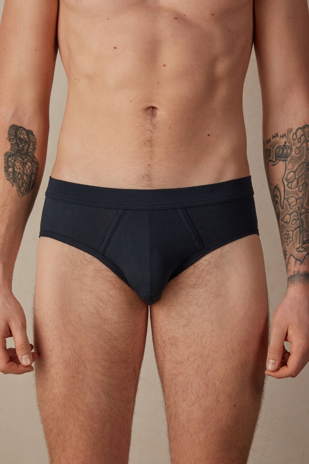 800 - Midnight Blue Intimissimi Natural Fresh Supima® Cotton Briefs | UXAK-31208