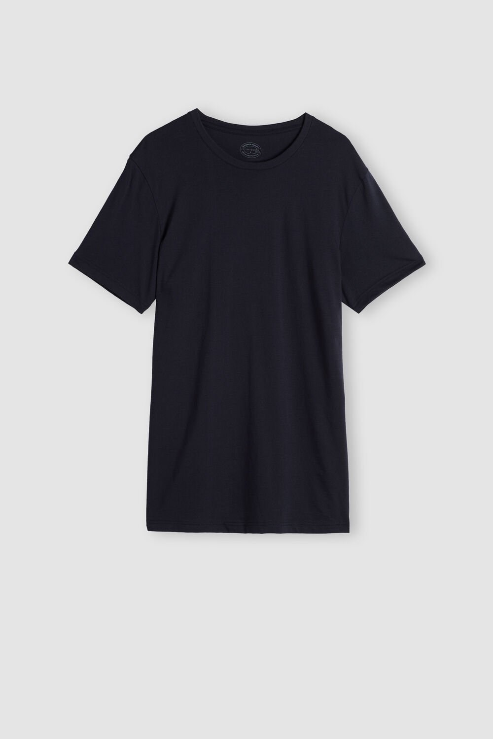 800 - Midnight Blue Intimissimi Short Sleeve Crew Neck T Shirt in Supima® Cotton | QMOX-62854