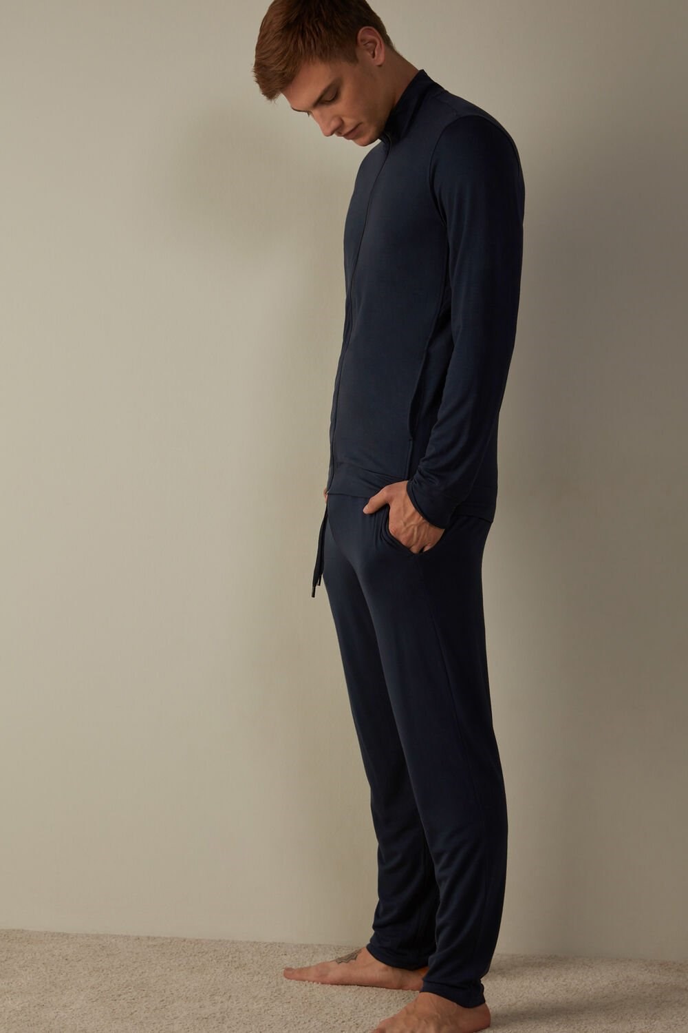 800 - Midnight Blue Intimissimi Silk and Modal Trousers | YTPC-94025