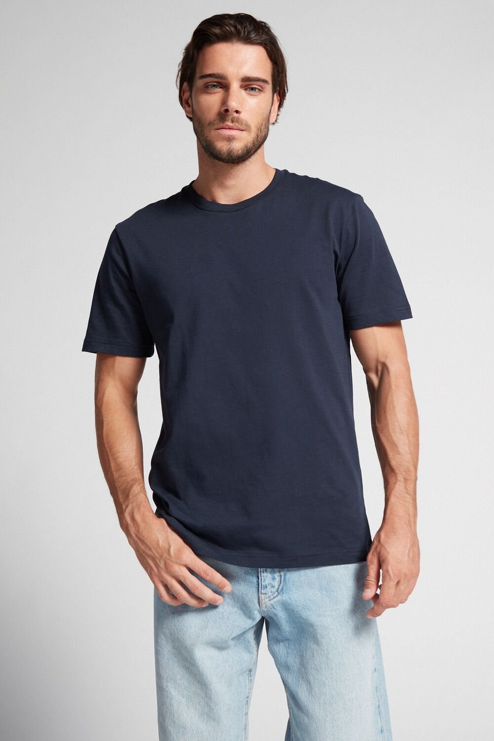 800 - Midnight Blue Intimissimi T-shirt in Cotton Jersey | CJFG-01457