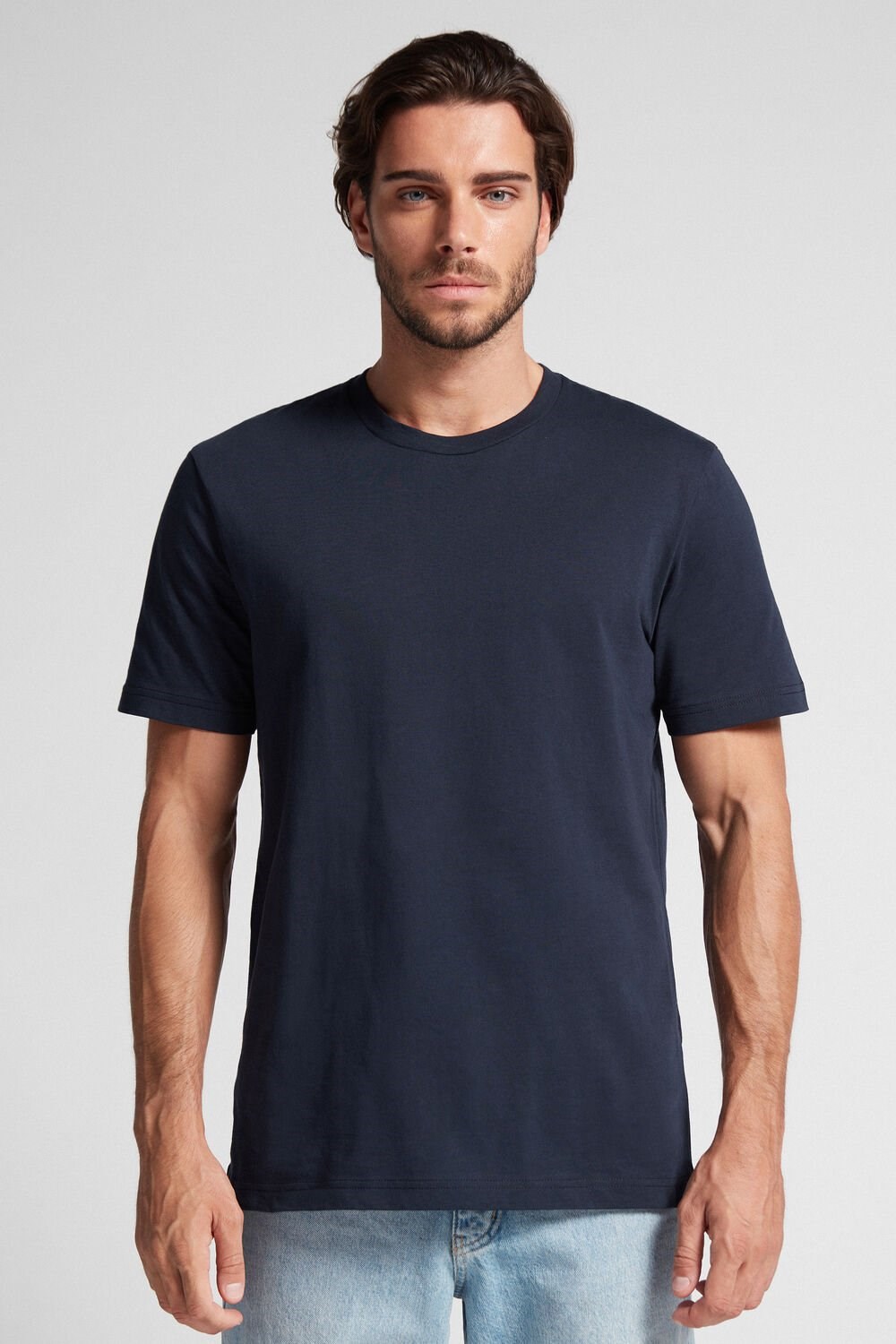 800 - Midnight Blue Intimissimi T-shirt in Cotton Jersey | CJFG-01457