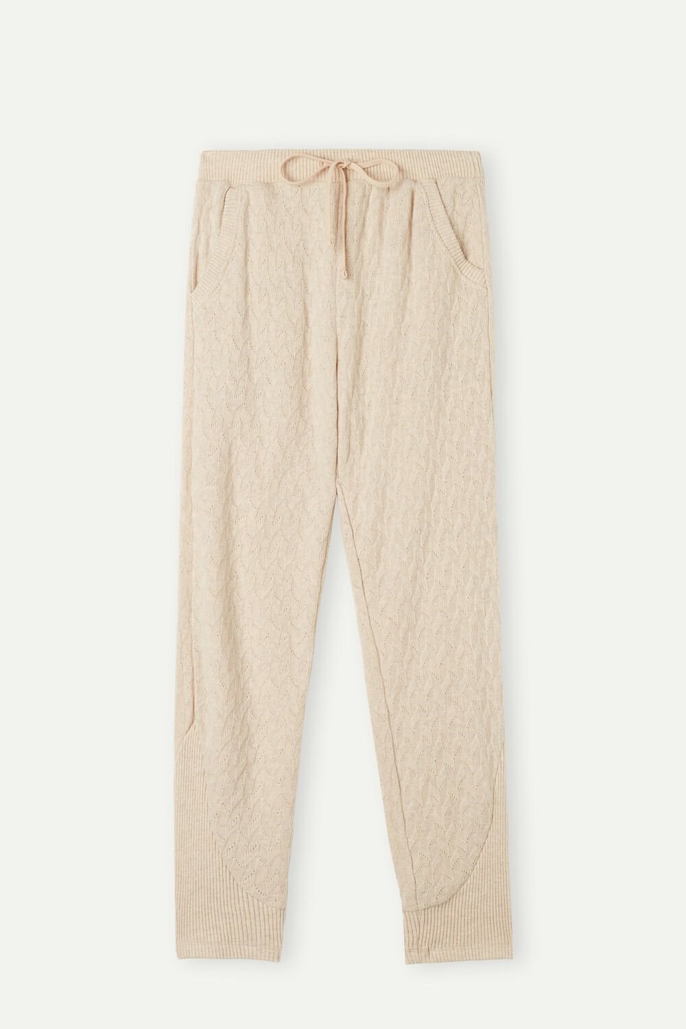 Beige Intimissimi Winter Braid Full Length Cuffed Pants | FPYK-07254