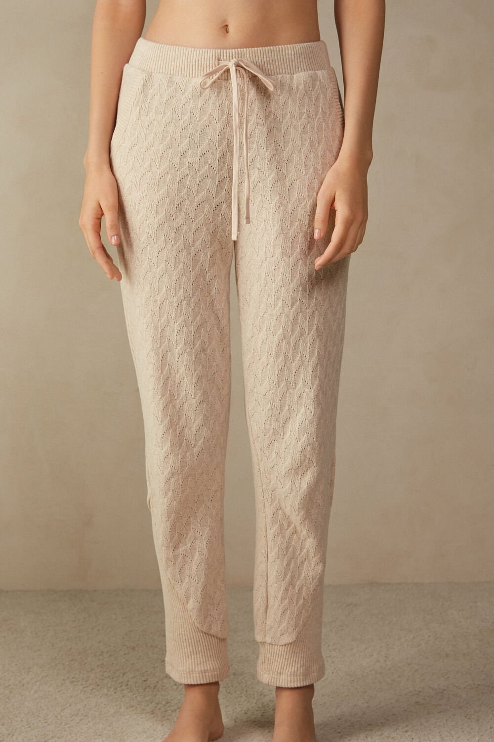 Beige Intimissimi Winter Braid Full Length Cuffed Pants | FPYK-07254