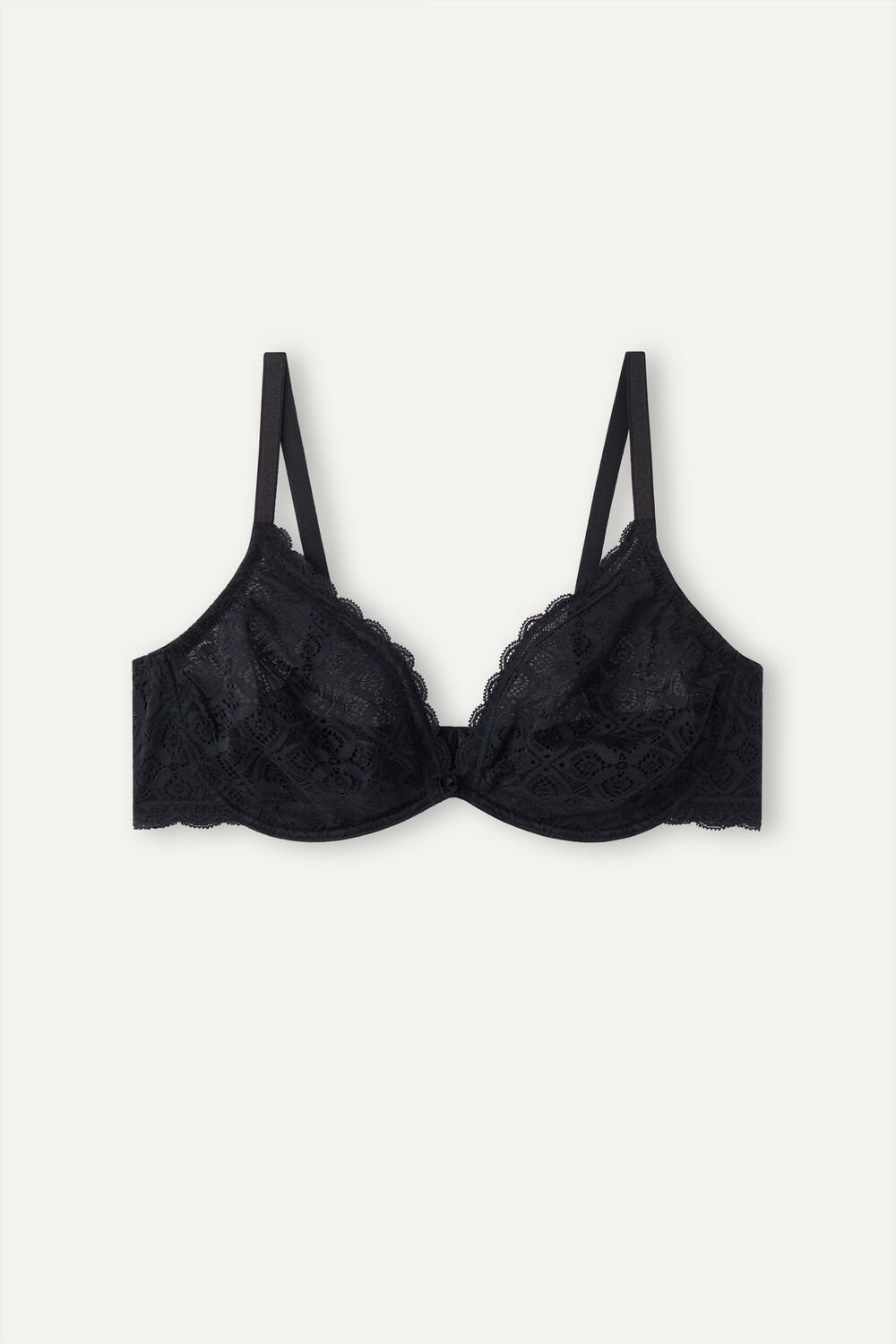 Black - 019 - Black Intimissimi Alessia Balconette Bra in Lace | CZXW-54310