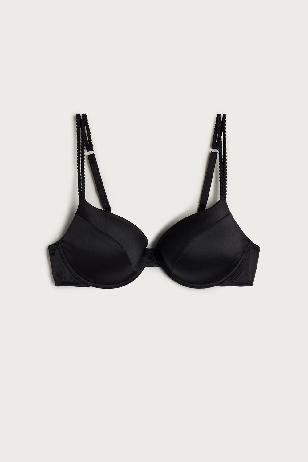 Black - 019 - Black Intimissimi Bellissima Silk Push-Up Bra | FXNG-92681