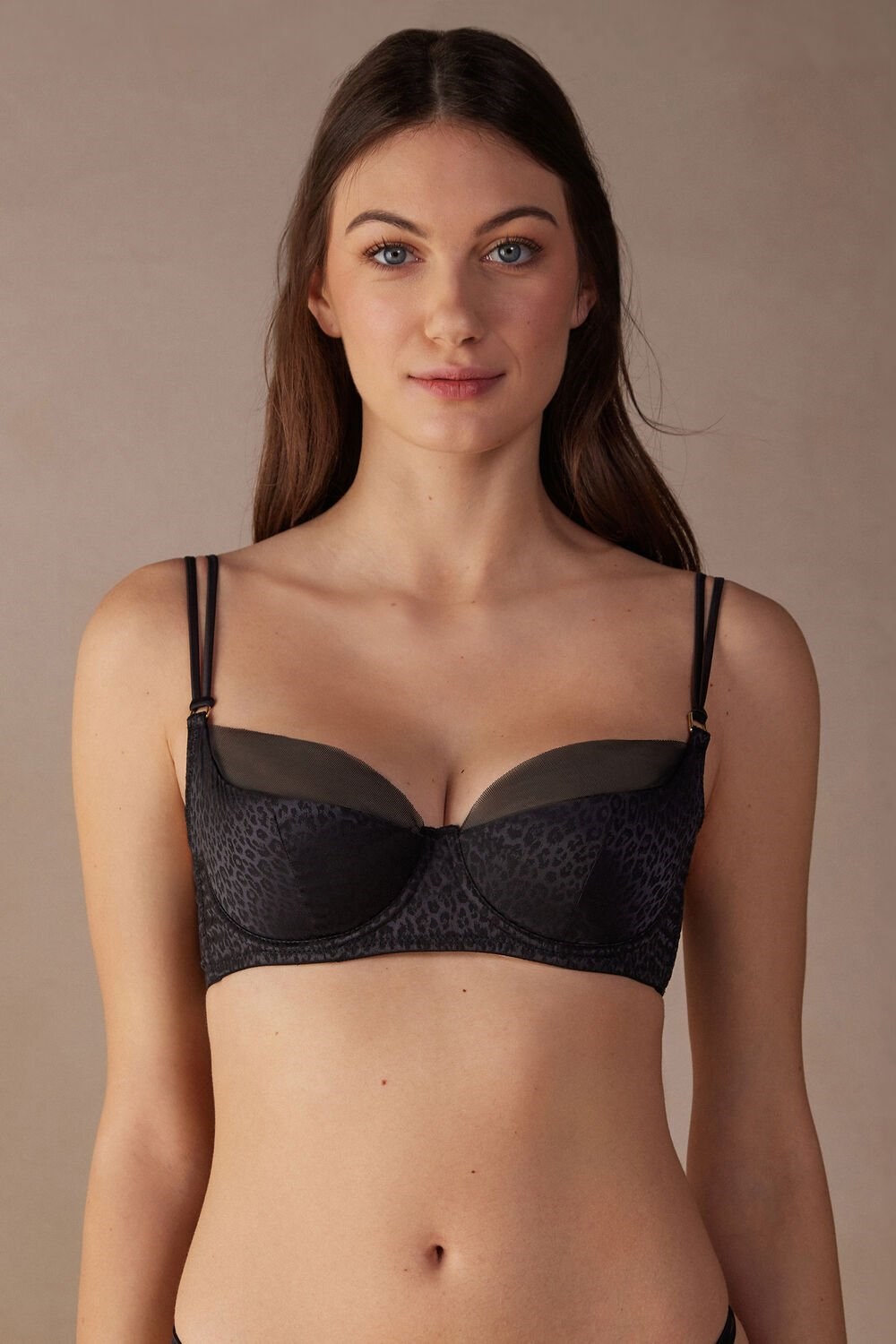 Black - 019 - Black Intimissimi Cool Minimal Demi Bra | JFVT-43289