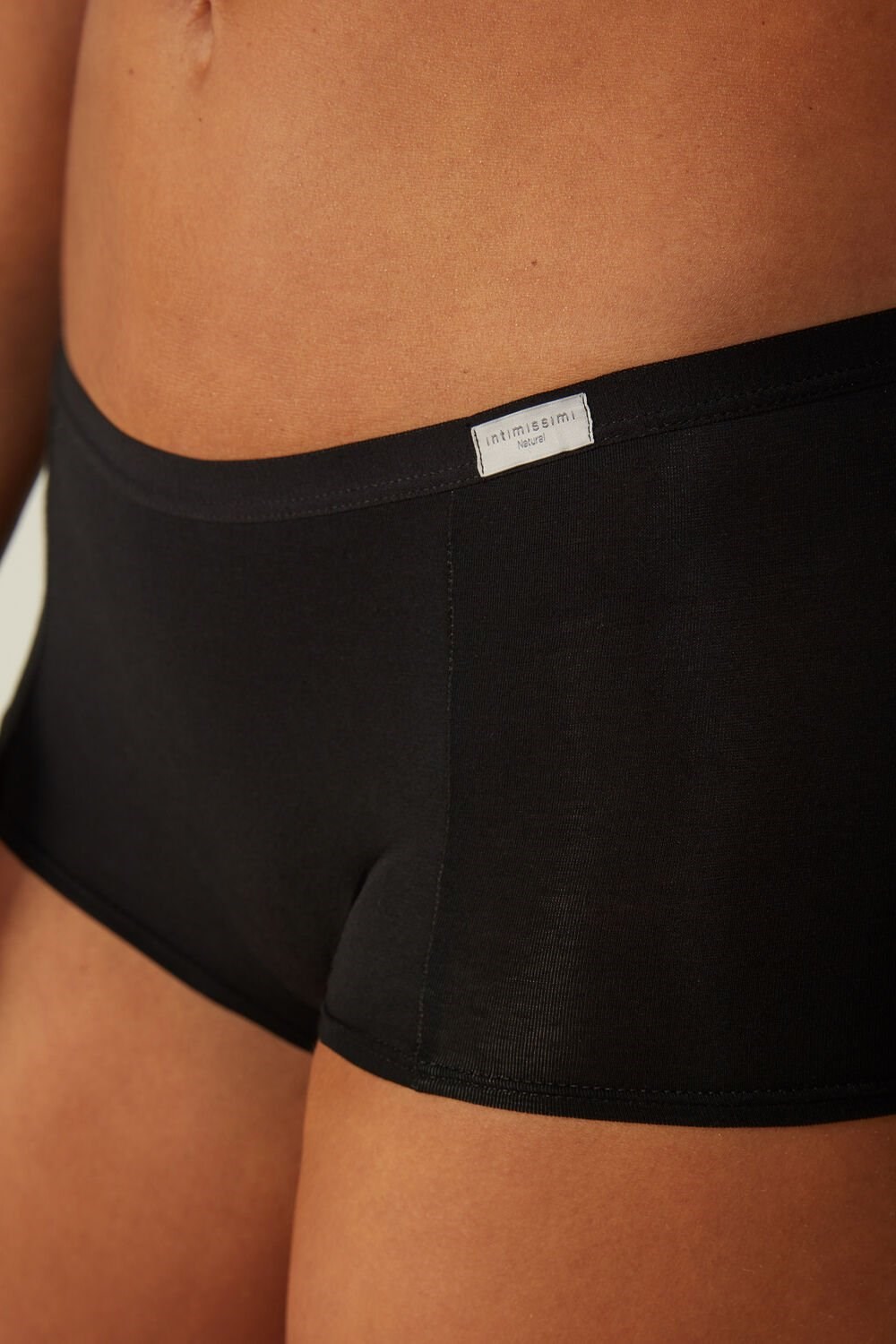 Black - 019 - Black Intimissimi Cotton Boyshorts | WFHO-50492