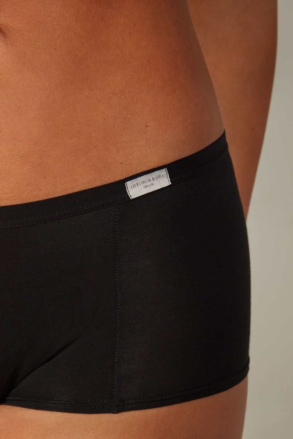 Black - 019 - Black Intimissimi Cotton Boyshorts | WFHO-50492