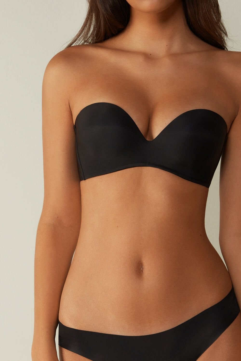 Black - 019 - Black Intimissimi Daila Ultralight Microfiber Bandeau Bra | KNAW-36208