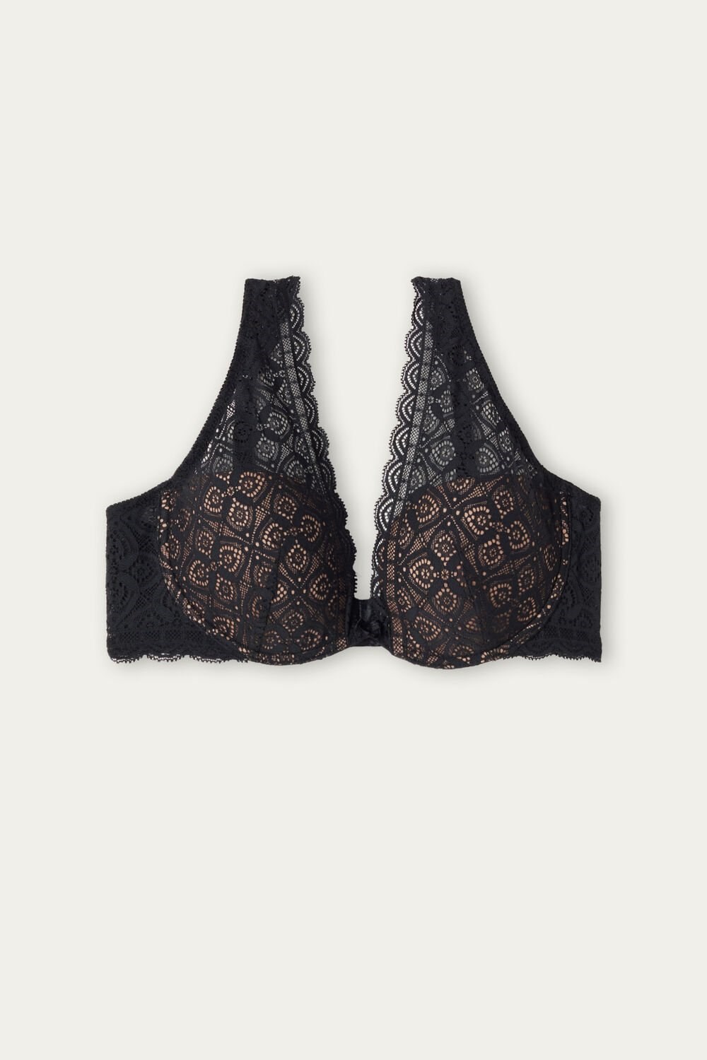 Black - 019 - Black Intimissimi Elena Balconette Bra in Lace | RTND-09715