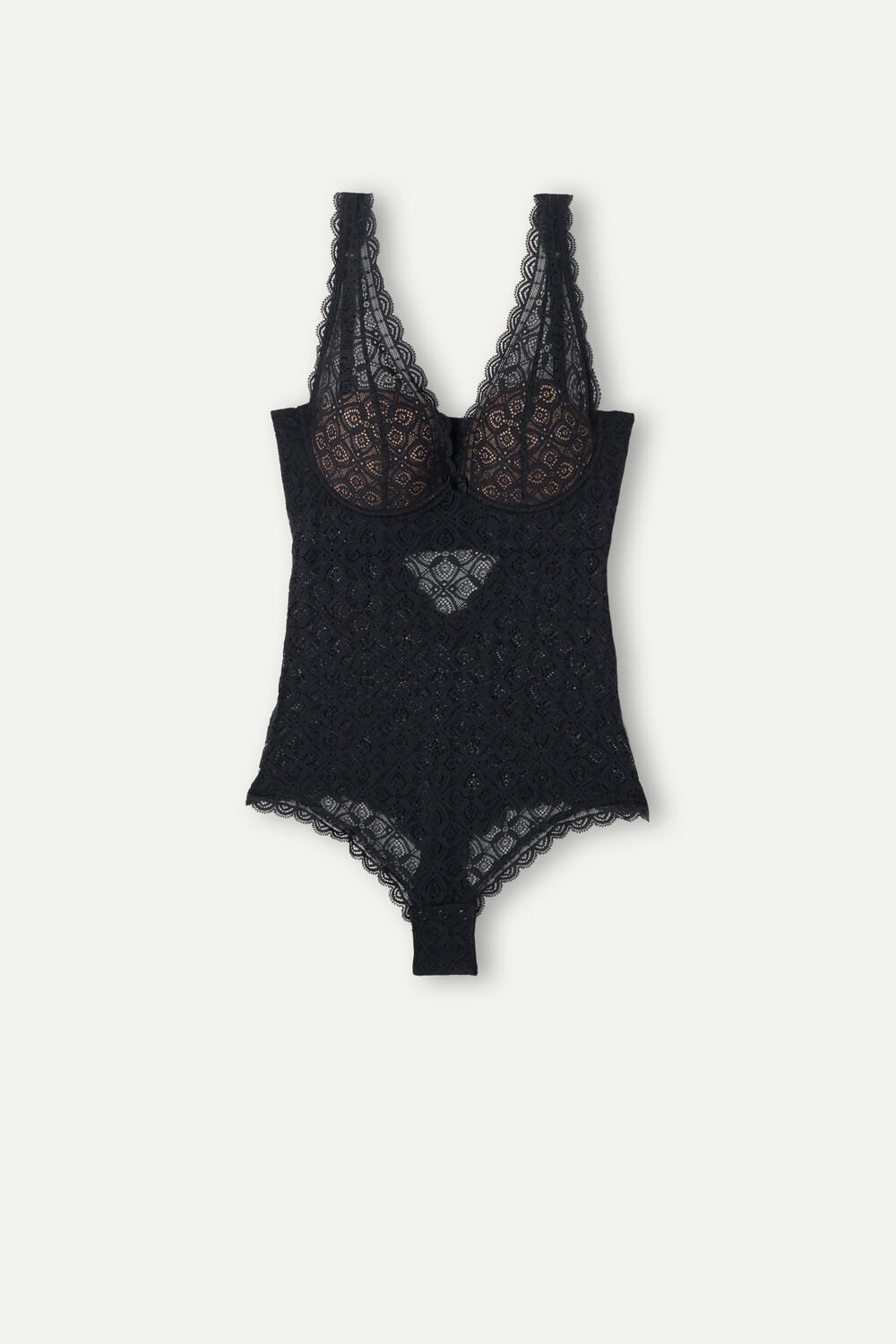 Black - 019 - Black Intimissimi Eleonora Lace Bodysuit | WUSQ-19268