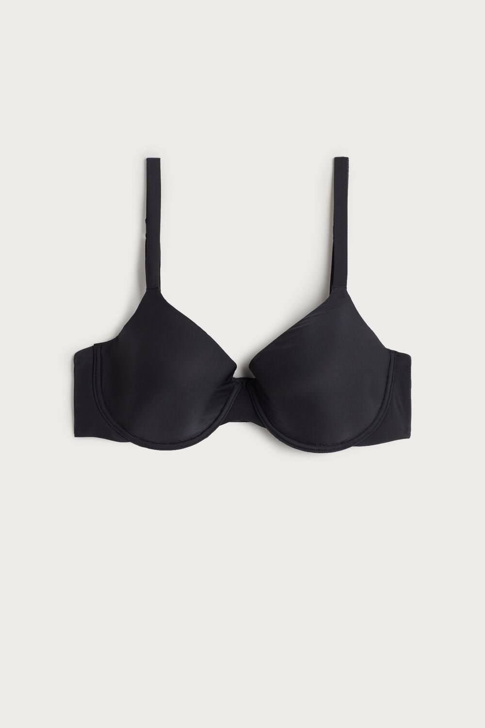 Black - 019 - Black Intimissimi Francesca Ultralight Microfiber Balconette Bra | CLDP-59284