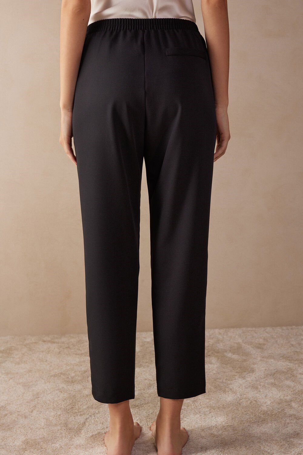 Black - 019 - Black Intimissimi Full Length Pants with Pockets | DZBE-76358