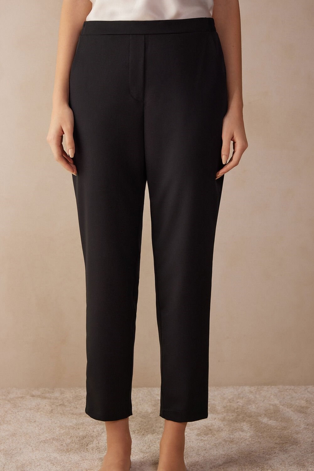 Black - 019 - Black Intimissimi Full Length Pants with Pockets | DZBE-76358