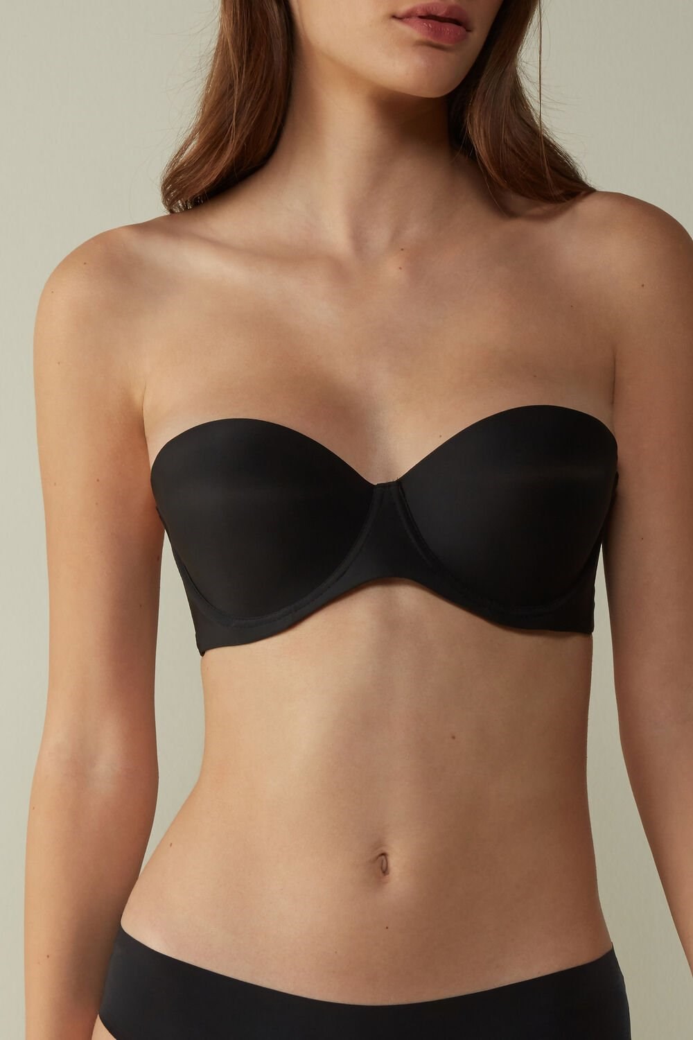 Black - 019 - Black Intimissimi Giada Microfiber Bandeau Bra | AVOC-42803