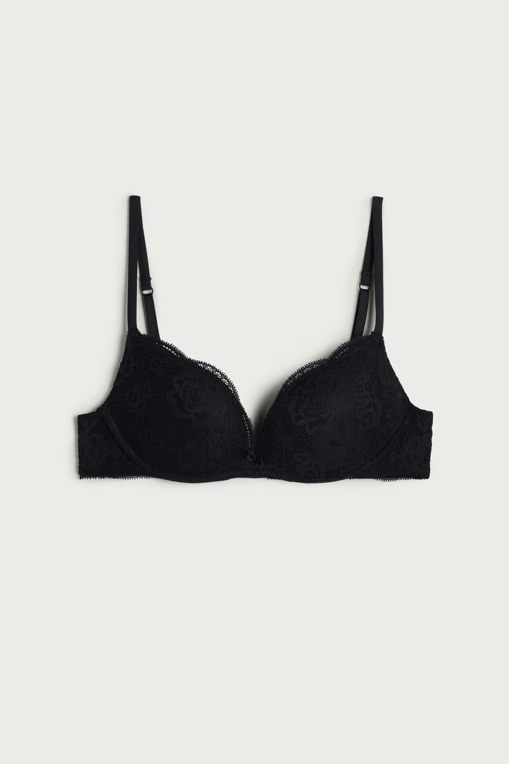 Black - 019 - Black Intimissimi Gioia Lace Super Push-Up Bra | ZFXY-72516