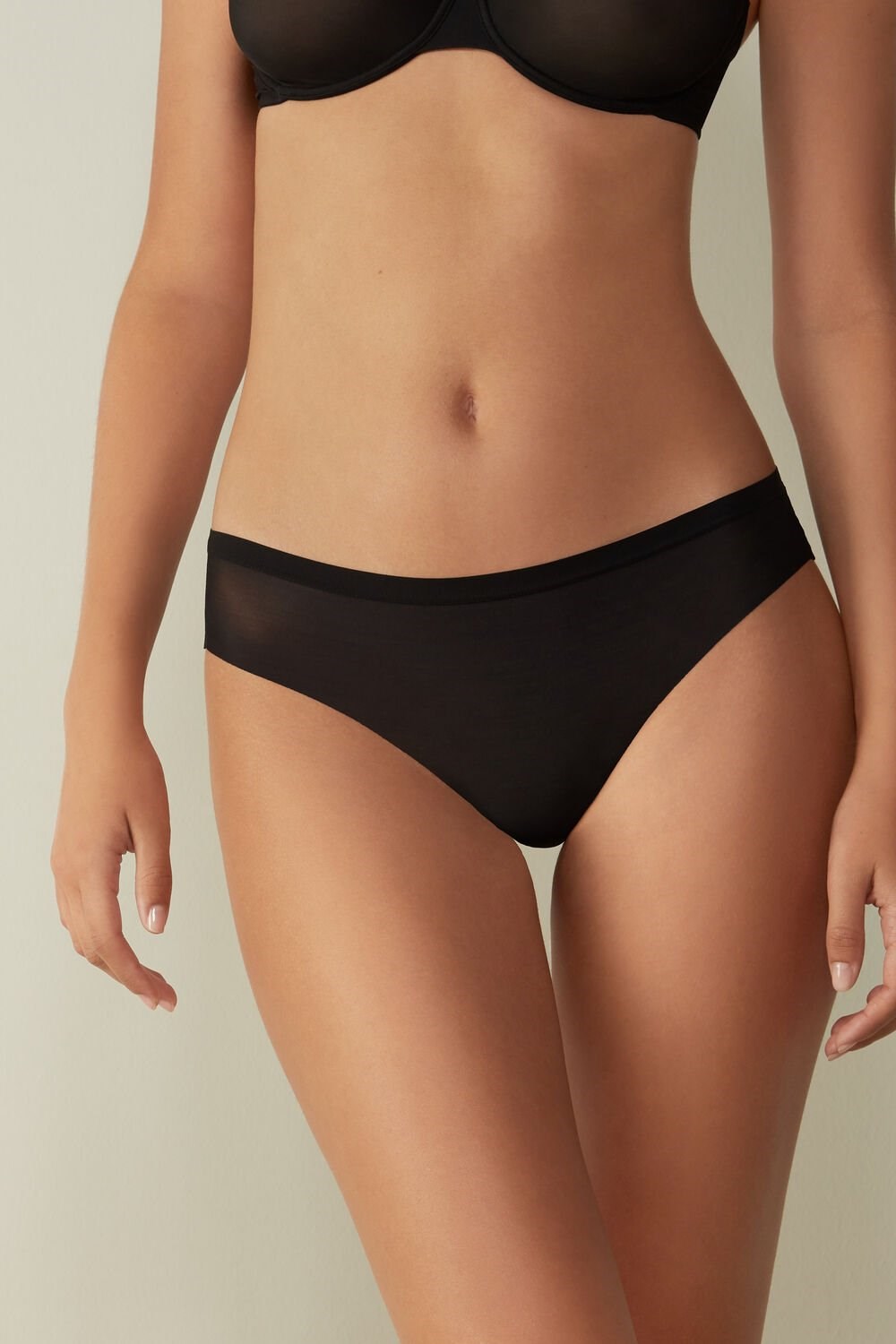 Black - 019 - Black Intimissimi Invisible Touch Brazilian Panties | ADCG-06384