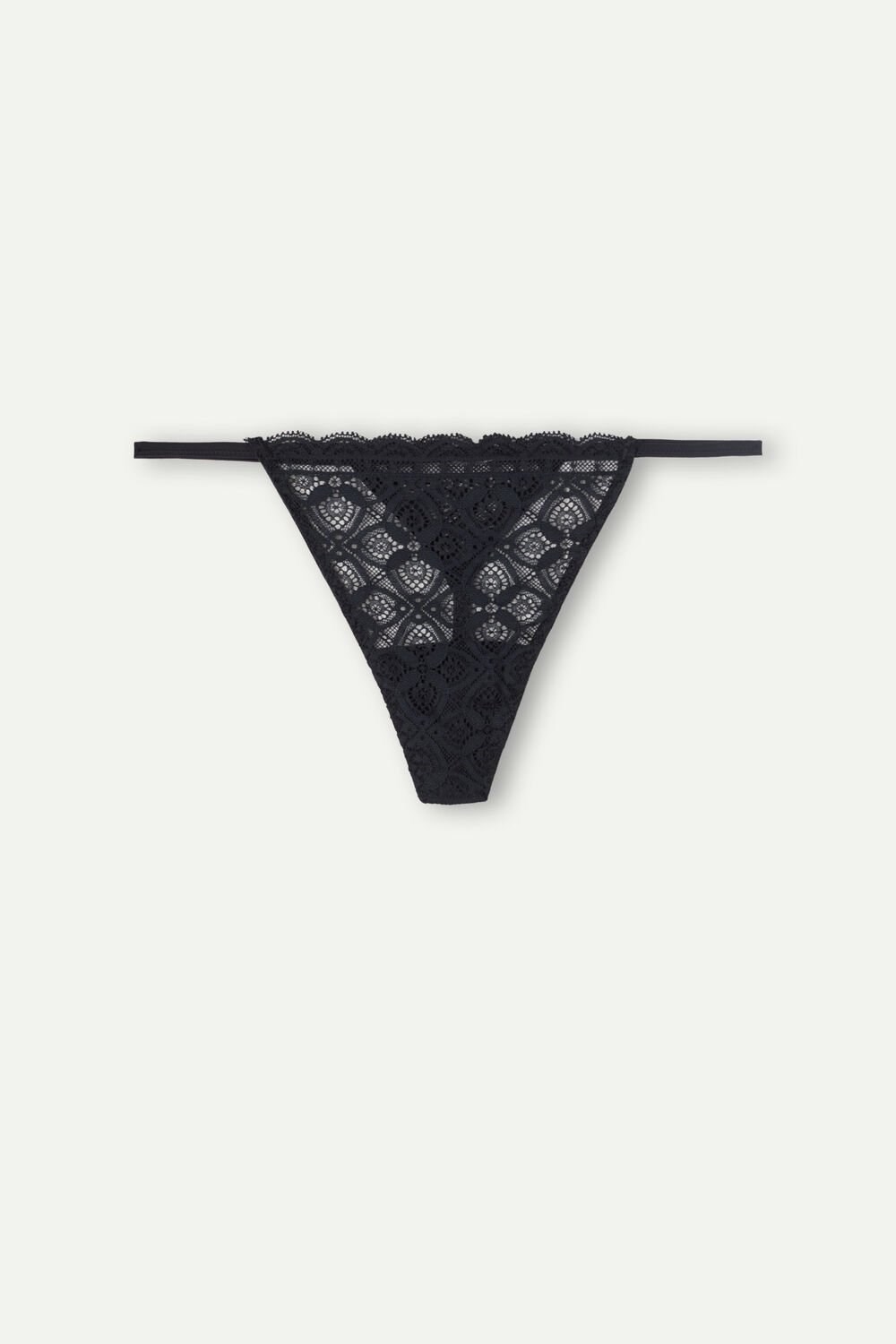 Black - 019 - Black Intimissimi Lace String Thong | WJUL-23768