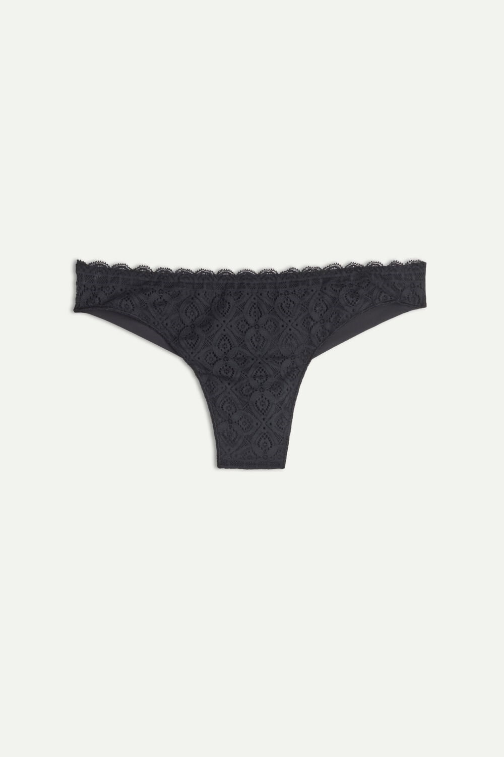 Black - 019 - Black Intimissimi Lace and Microfiber Brazilian | RFDK-14235