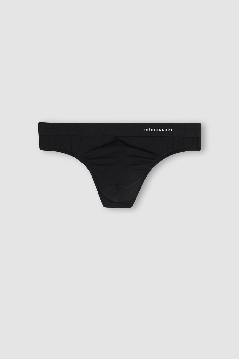 Black - 019 - Black Intimissimi Logo Detailed Microfiber Thong | GIZE-34928