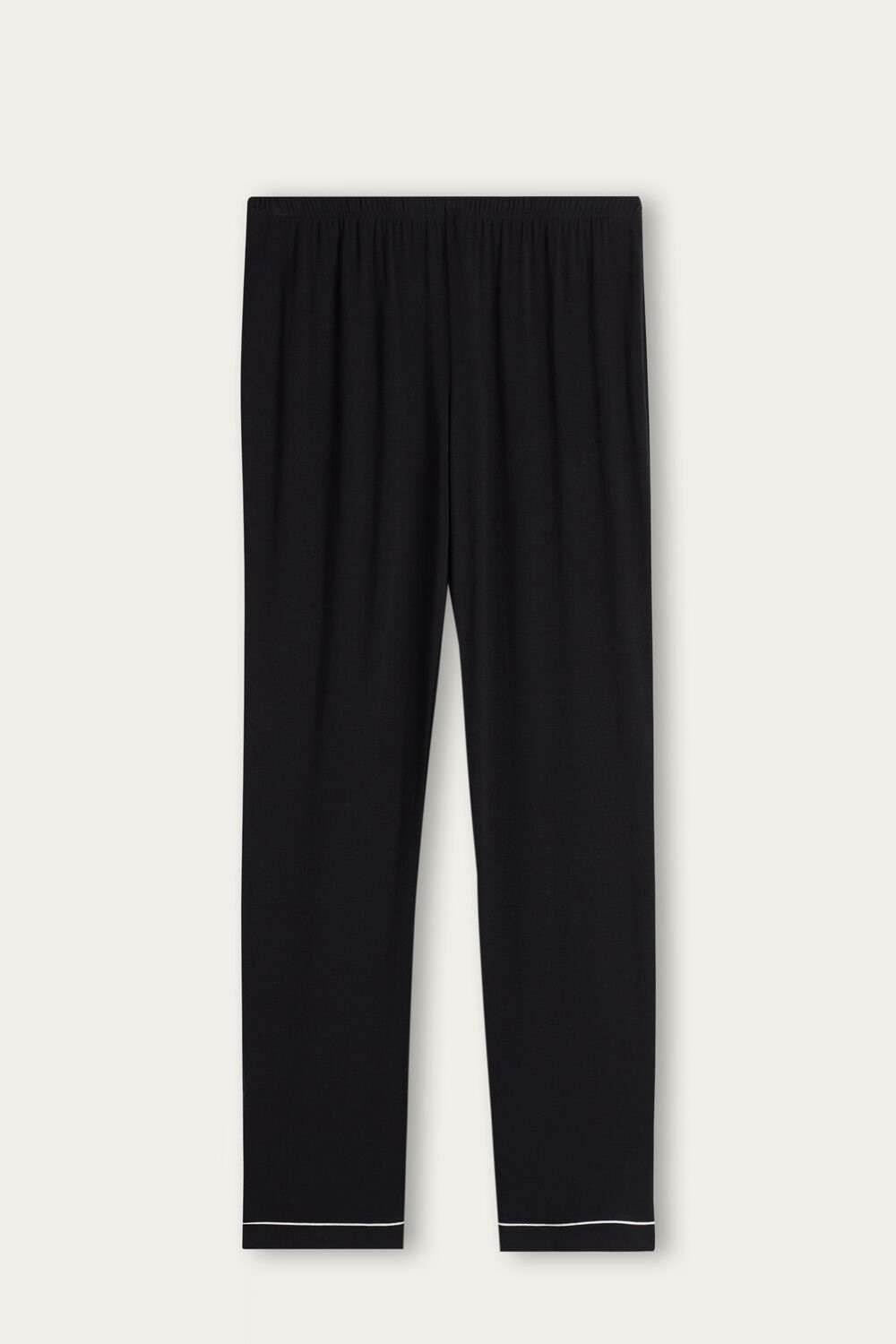 Black - 019 - Black Intimissimi Long Micromodal Trousers | TQKI-87509